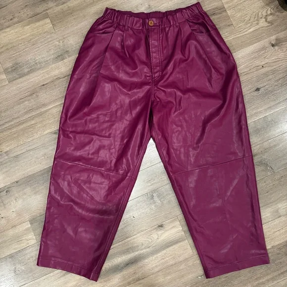 Free People Wide Leg Pants in Magenta - Picture 4 of 6